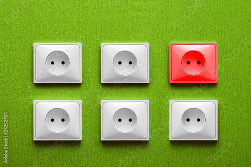 five electric socket and one red