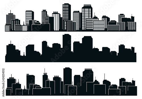 Set of vector cities silhouette
