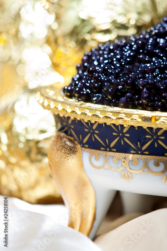 Elegant styling black caviar, still life photo