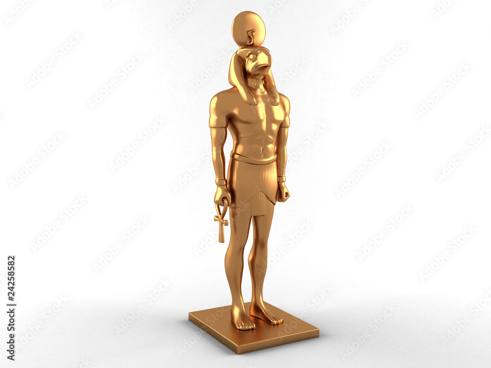 3D Gold Egyptian god Horus on white background 3D Gold Egyptian god Horus on white background