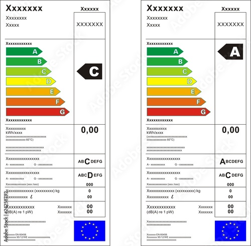 Washing machine energy rating graph label in vector.
