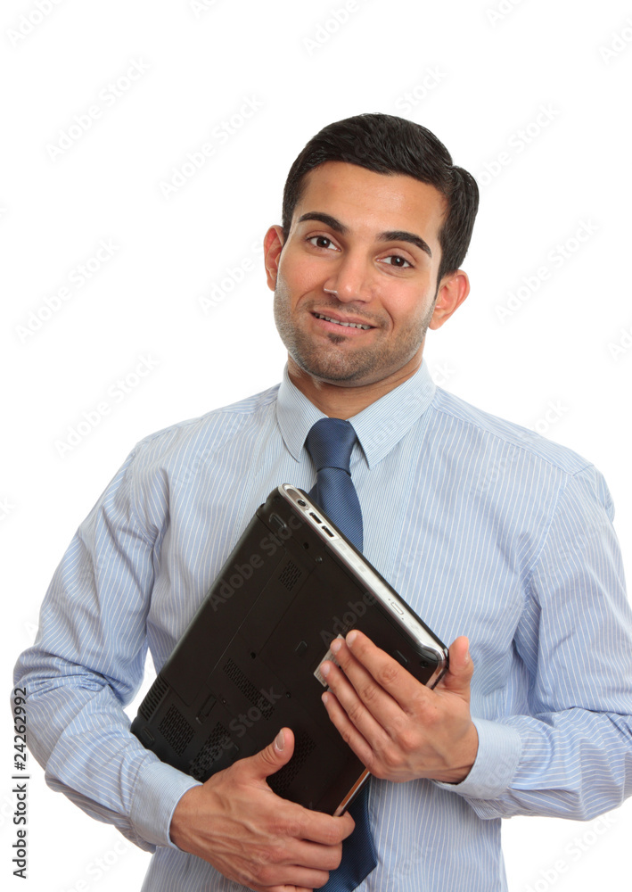 Smiling IT technician consultant salesman