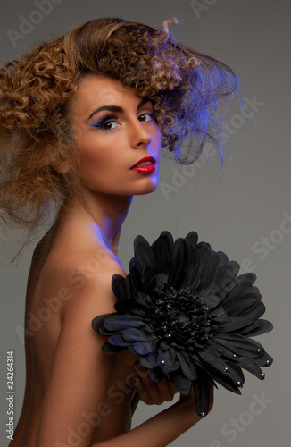 lovely woman with fasionable hair photo