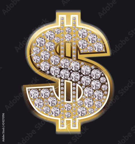 dollar symbol with diamonds