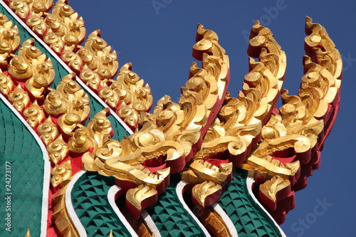 art on gable, Wat Don Ngoa, Borabue, Mahasarakam photo