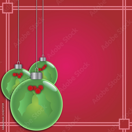 Green christmas ornaments background
