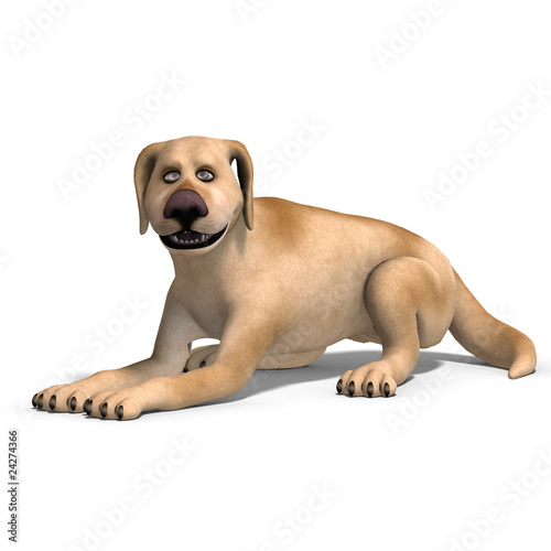 Fototapeta Naklejka Na Ścianę i Meble -  very funny cartoon dog is a little bit nuts. 3D rendering with c