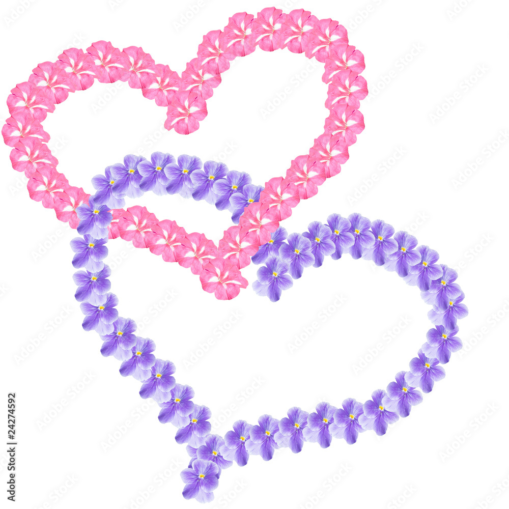 Blue and pink hearts