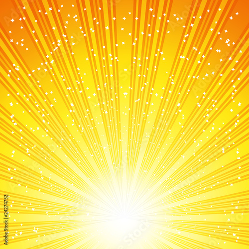 Abstract Solar Vector Background With Rays And Stars