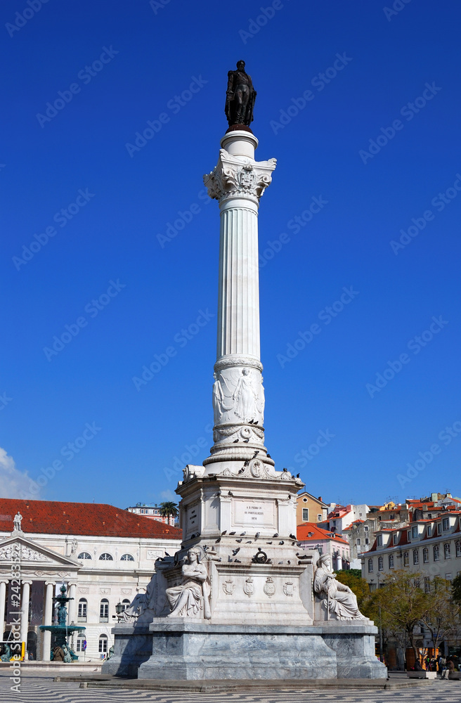 Dom Petro statue in Praca do Rossio (Rossio Square), Lisbon