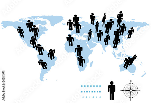 World Population Earth Symbol People on Map