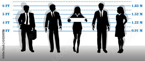 Wanted business people lineup mugshot