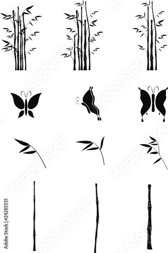 bamboo butterfly tattoo pack in vector format