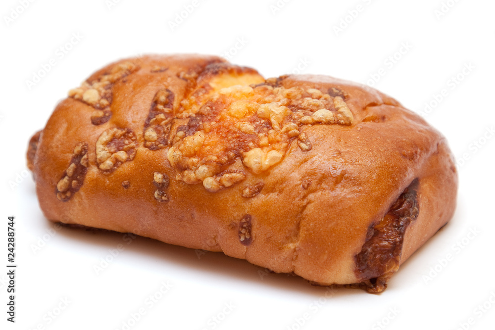 Bun with a cheese isolated on a white background.