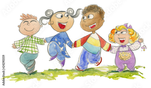 Gruppo di bambini per mano