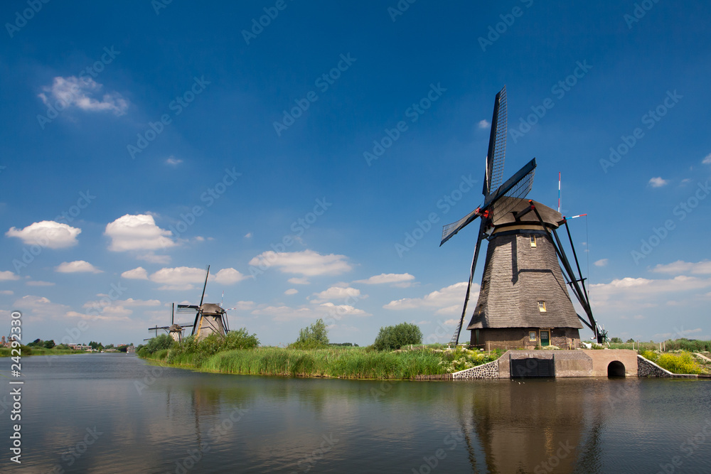 Traditional dutch windmill in Kinderdijk