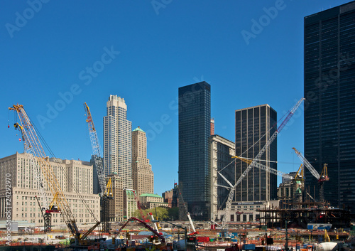 New York Skyline with ground zero construction work