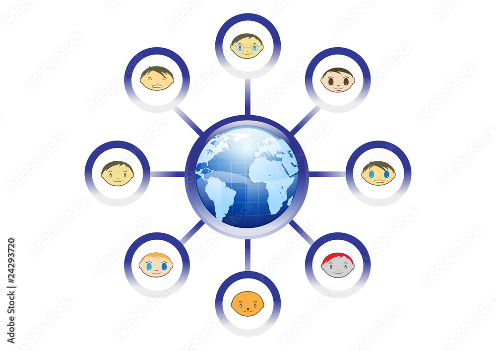 Global Friends Network Illustration in Vector