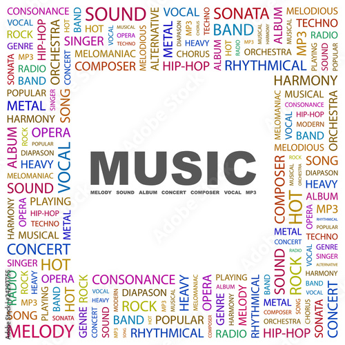 MUSIC. Square frame with association terms. #24297755