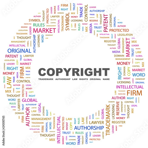 COPYRIGHT. Collage with association terms on white background.