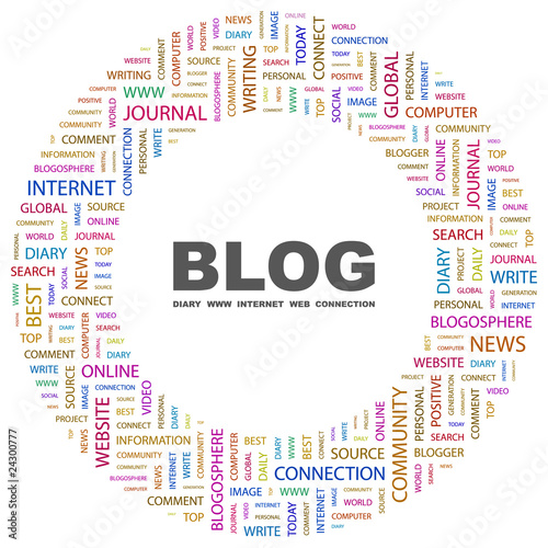 BLOG. Collage with association terms on white background.