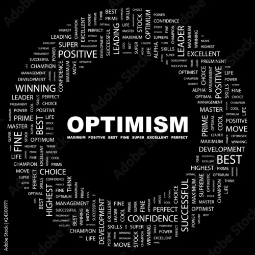 OPTIMISM. Circular frame with association terms.