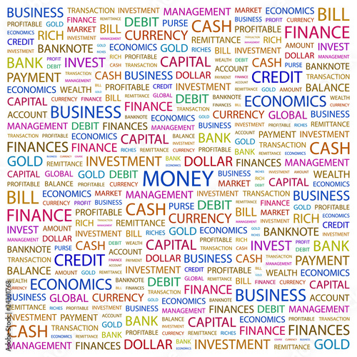 MONEY. Wordcloud vector illustration.