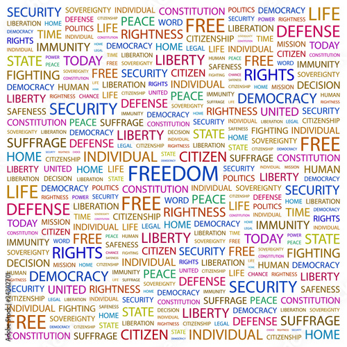 FREEDOM. Illustration with different association terms.