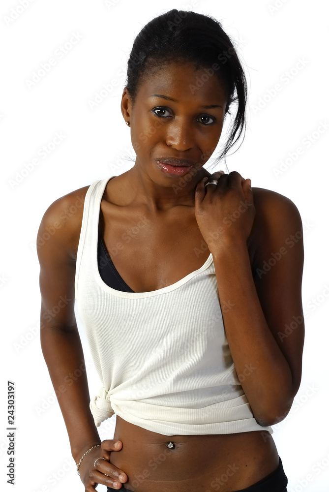 Foto de Belle jeune femme noire sexy do Stock
