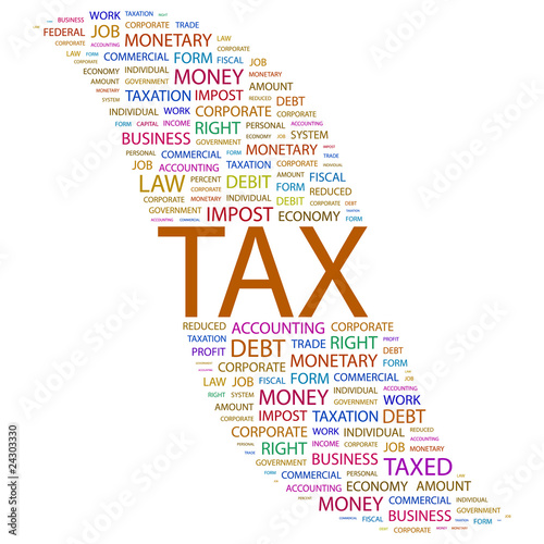 TAX. Word collage on white background.