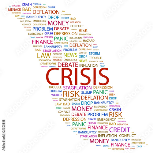 CRISIS. Wordcloud vector illustration.