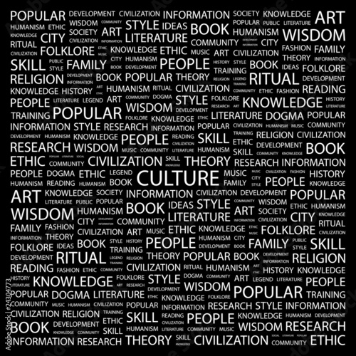 CULTURE. Word collage on black background.