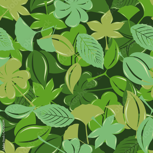Seamless green leaf pattern