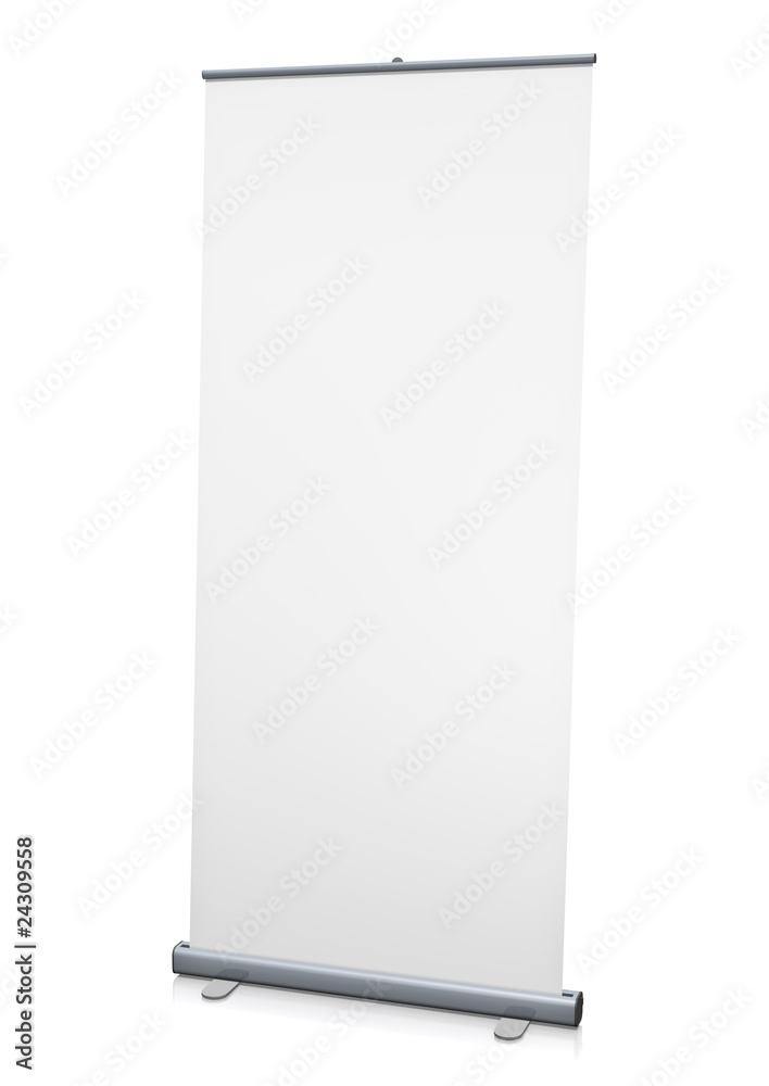 Blank 'roll-up' display. 3D rendered image.