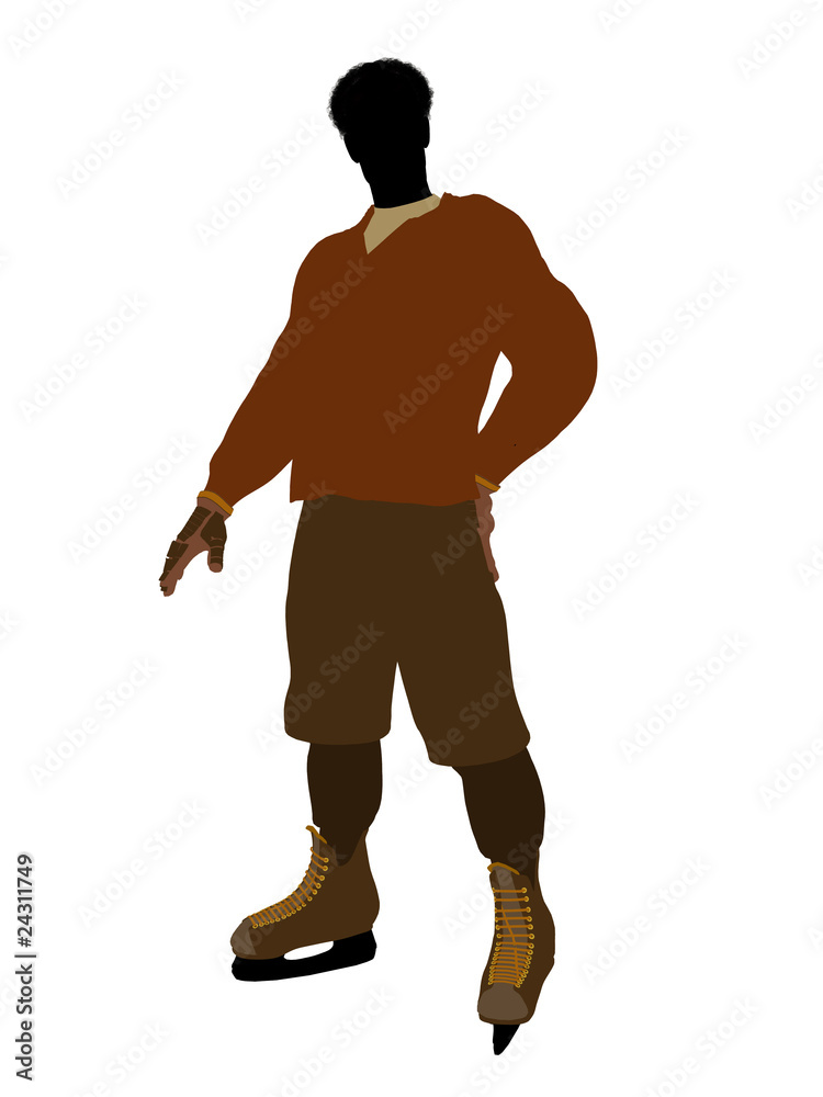 African American Male Hockey Player Illustration Silhouette African American Male Hockey Player Illustration Silhouette