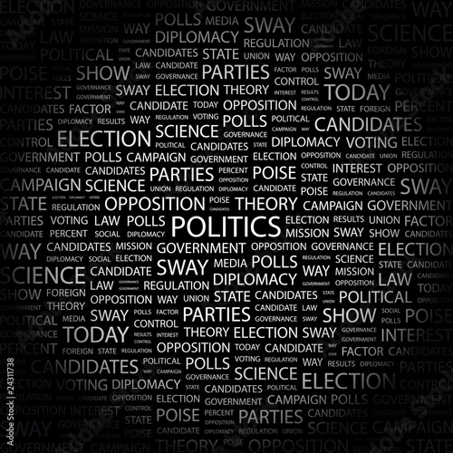 POLITICS. Wordcloud vector illustration.
