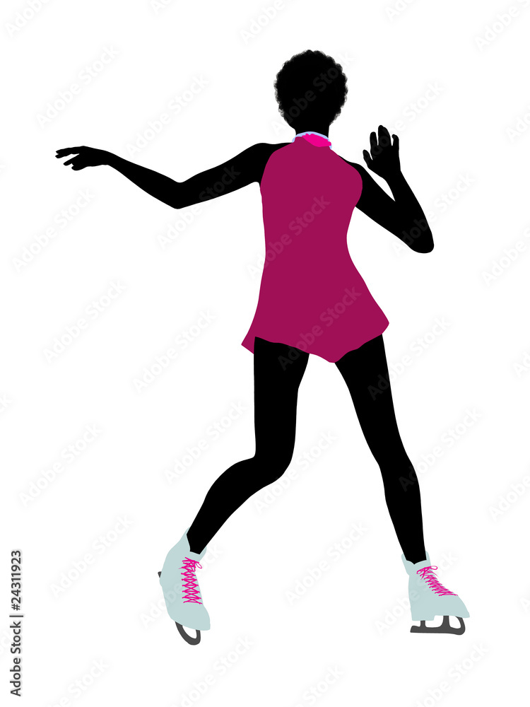 African American Female Ice Skater Art Illustration Silhouette African American Female Ice Skater Art Illustration Silhouette