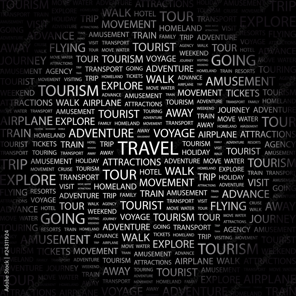 TRAVEL. Wordcloud vector illustration. TRAVEL. Wordcloud vector illustration.