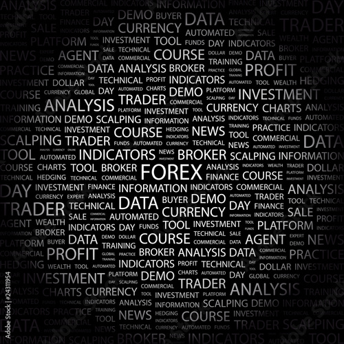 FOREX. Word collage on black background.
