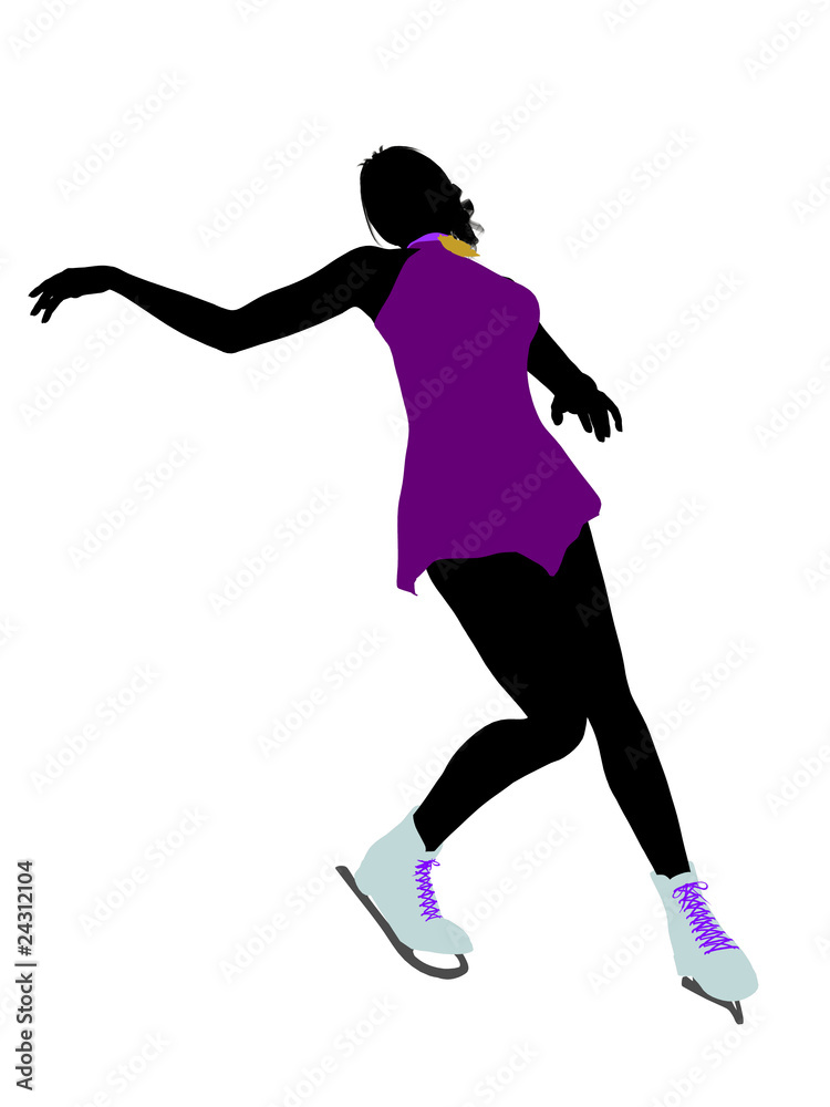 Female Ice Skater Art Illustration Silhouette Female Ice Skater Art Illustration Silhouette