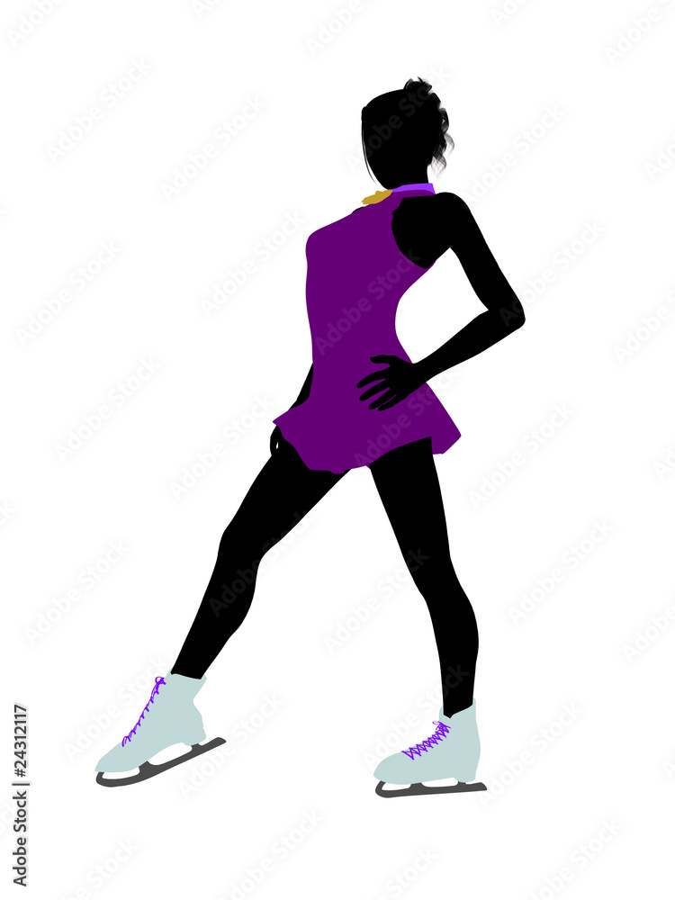 Female Ice Skater Art Illustration Silhouette