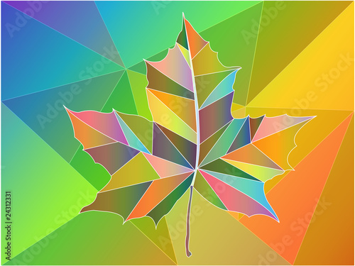 Vector stained glass maple leaf