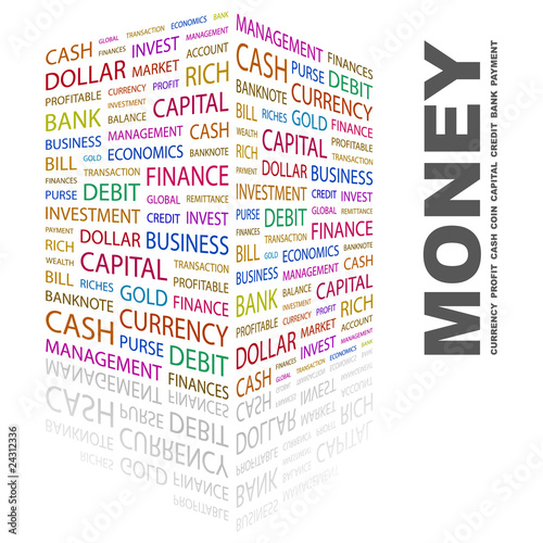 MONEY. Illustration with different association terms.