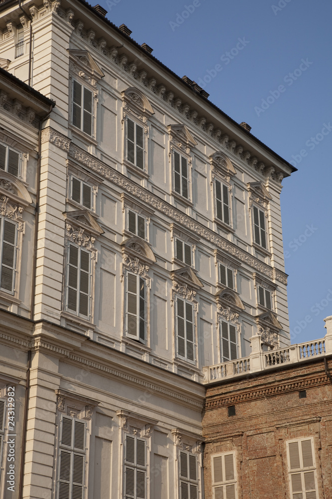 The main facade of the Royal Palace in Turin in Italy