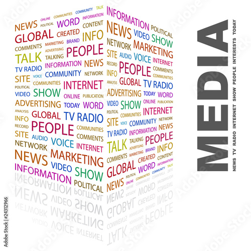 MEDIA. Wordcloud illustration.