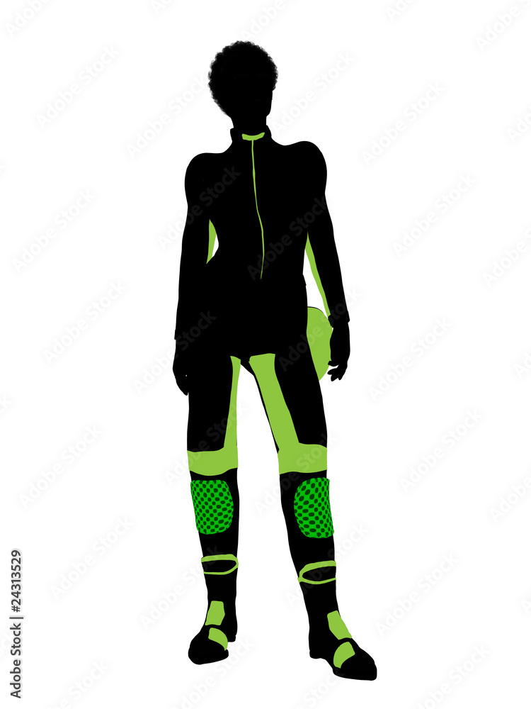 African American Female Motorcycle Rider Silhouette