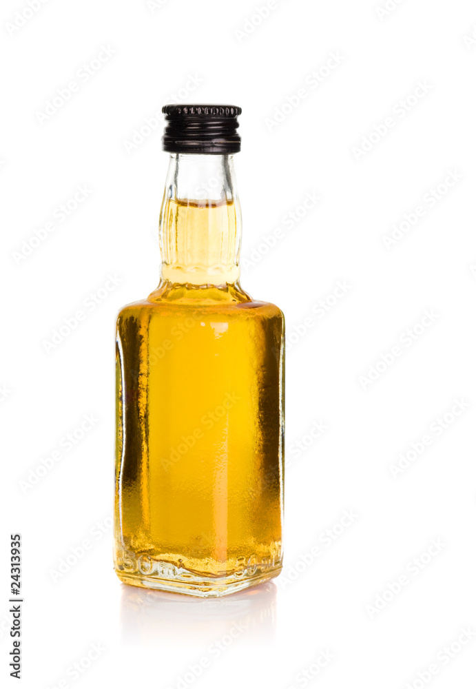 bottle with strong drinks isolated on the white background