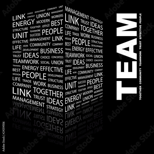 TEAM. Illustration with different association terms.