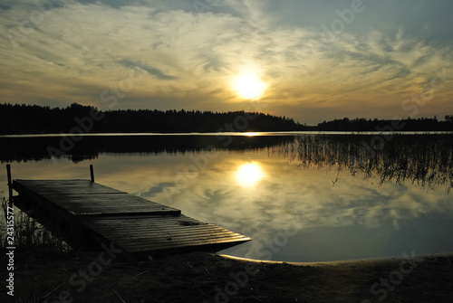 Idyllic sunset on Swedish lake