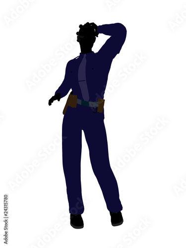 African American Female Police Officer Silhouette